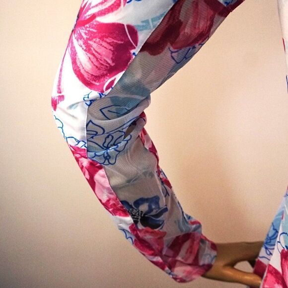 SanSoleil SolCool Print Polo Sunshirt Garden Party Long Sleeve Zip Front Sz M - Picture 9 of 11